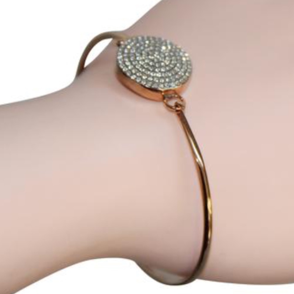 $115 Michael Kors Rose Gold-Tone Crystal Pave Circle Disc Bracelet - Picture 2 of 6